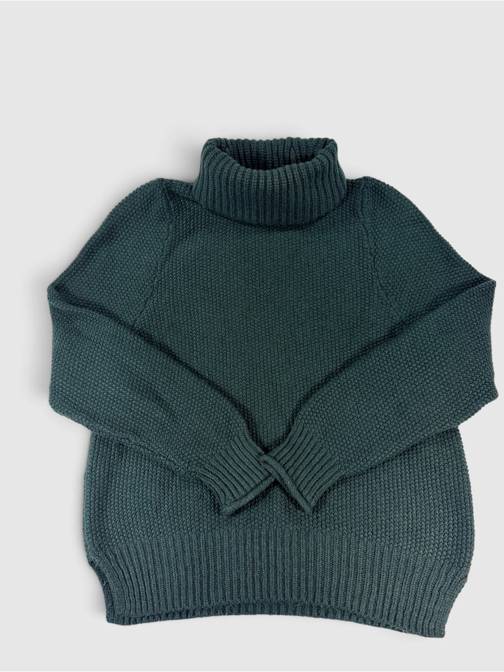Madewell Varick Turtleneck Sweater Forest Green Chunky Alpaca Wool Blend Size S